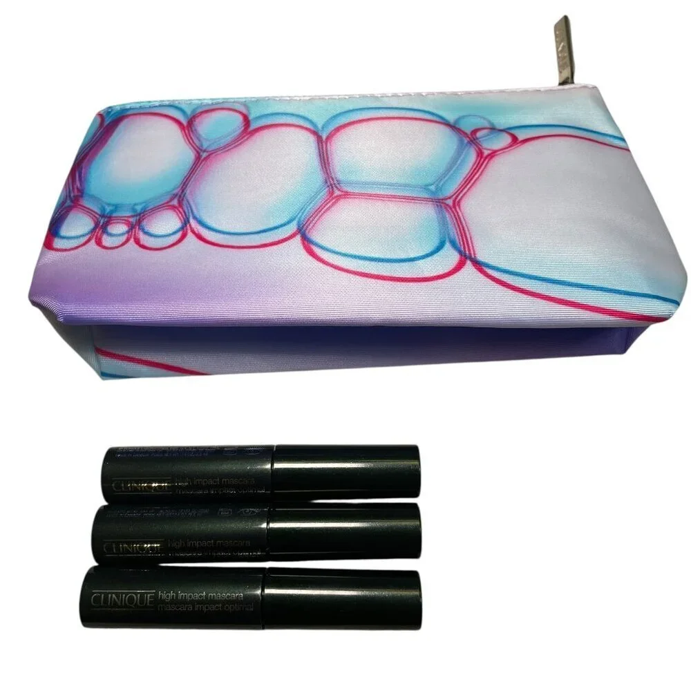 Clinique High Impact Mascara Bundle (3x .14 oz) + Cosmetic Bag | New